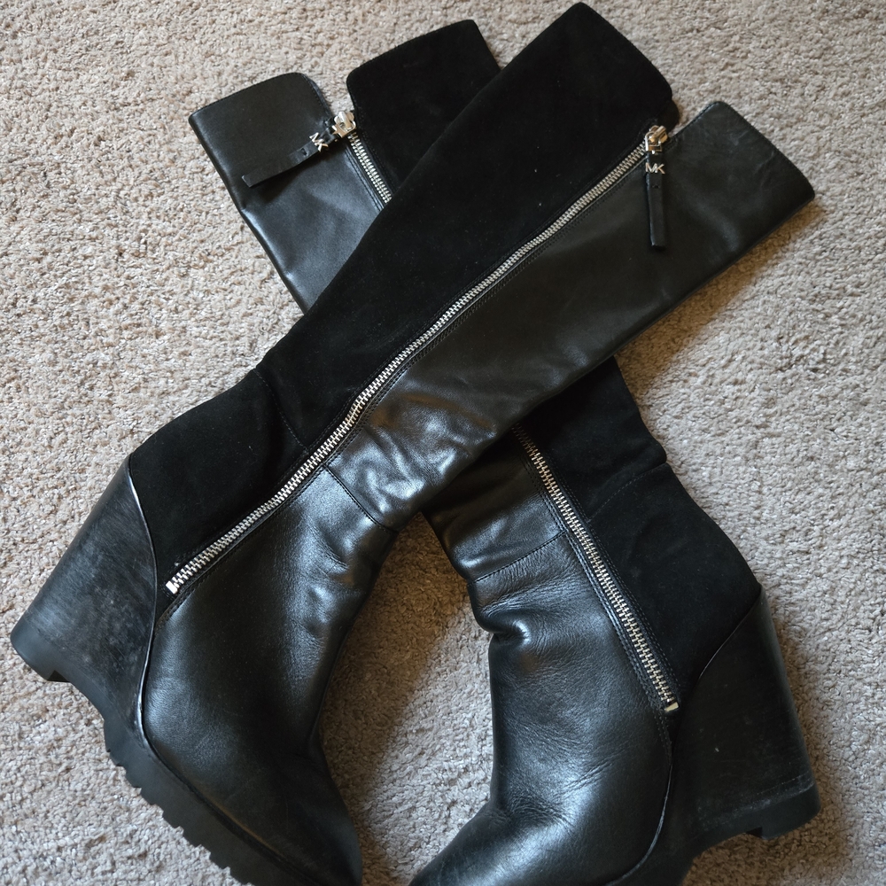 Michael Kors Black ZipUp Black Wedge Heel